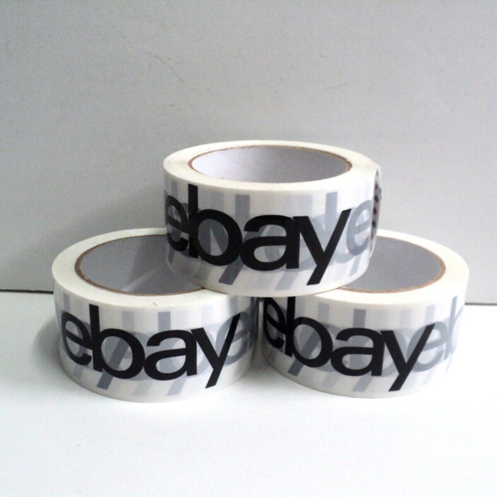 eBay Branded Packing Shipping Tape Lot of 3 Rolls 2" x 75 Yds Black & White Logo